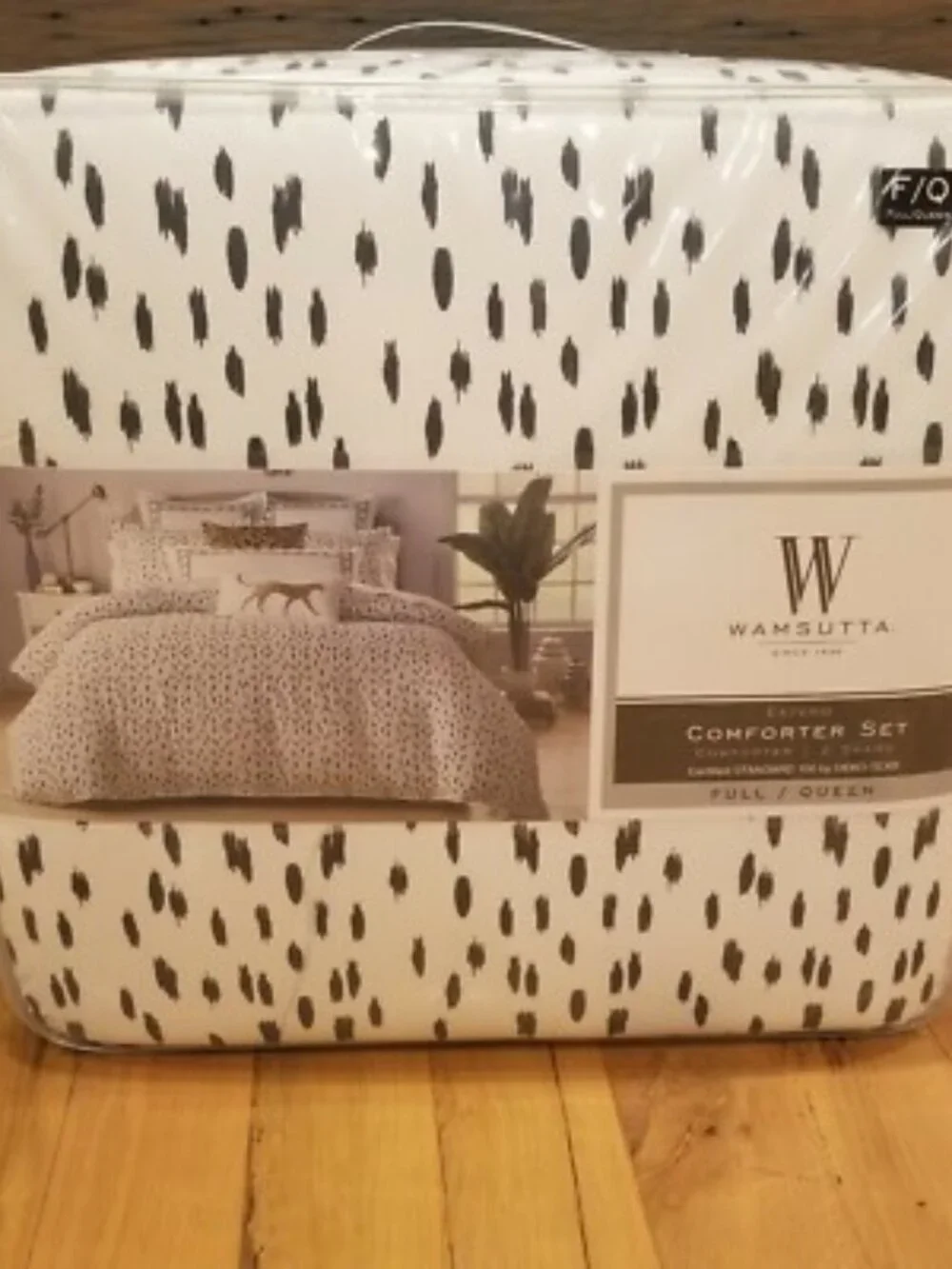 Wamsutta Estero Cotton 3Pc Full / Queen Comforter Set Cheetah White Black
